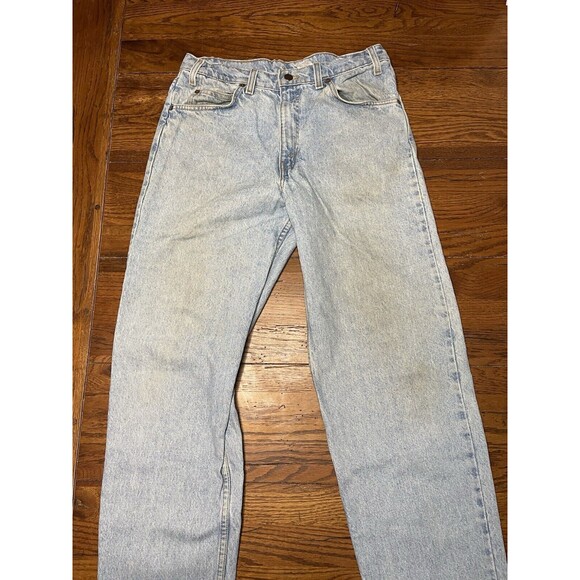 VTG Levis Jeans Mens 550 34x32  Light Wash Relaxed Fit Upside Down Orange Tag - Picture 11 of 14